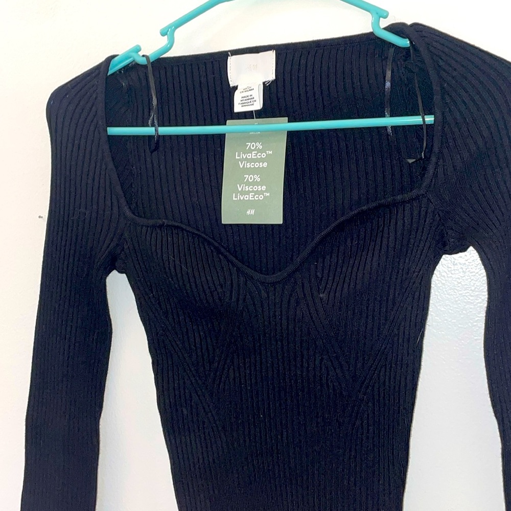 NWT H&M Form Fitting Black Top